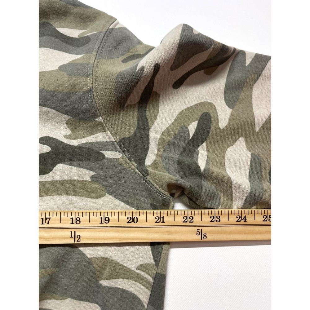 Home State Texas Camo Sweatshirt Large Green Tan Camouflage Fleece Pullover 0382 - Picture 3 of 8
